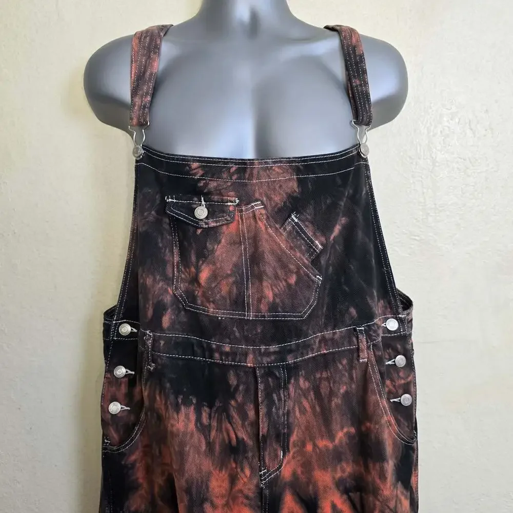 Shein Manfinity EMRG Men Tie Dye Flap Pocket Overalls XXL